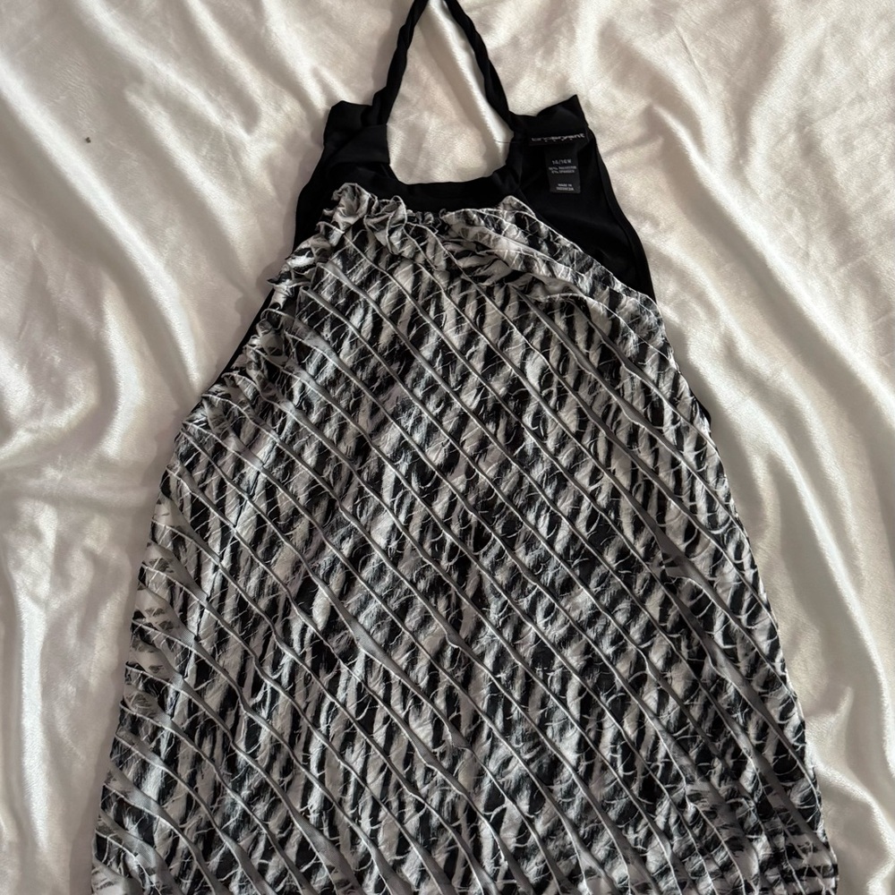 Plus Size Black and White Layered Halter Top 16W